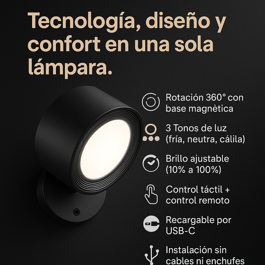 Lámpara 360 – Magnética y Recargable