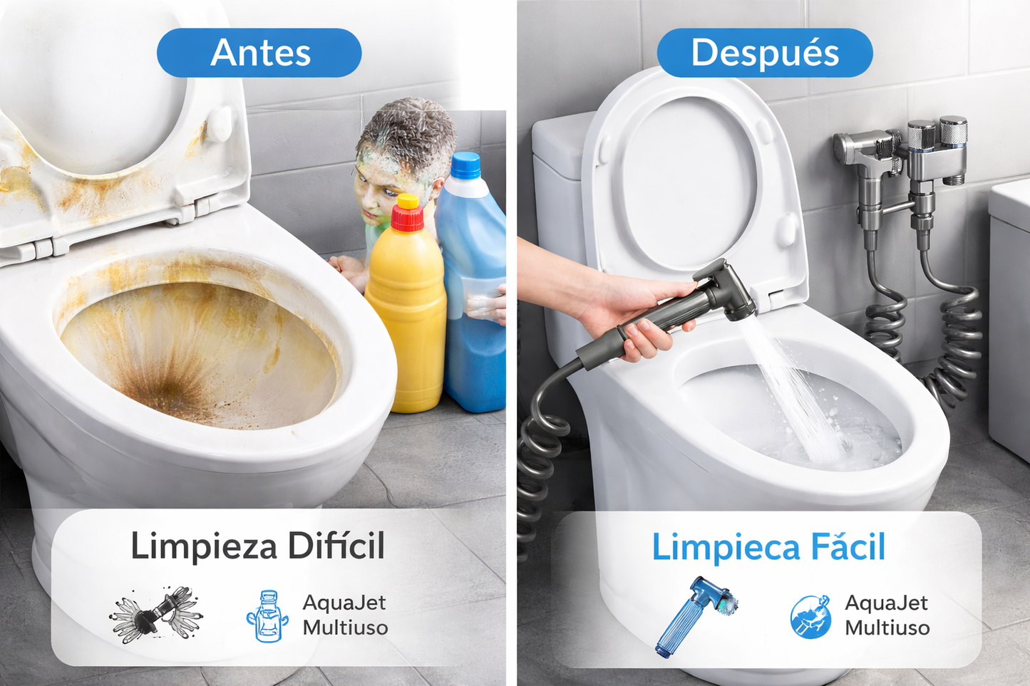 AquaJet Multiuso - Pulverizador de Higiene y Limpieza para Inodoro