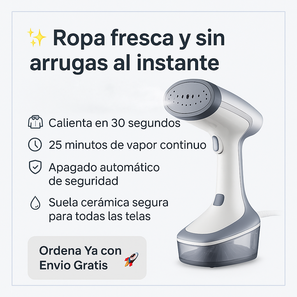 Plancha Portátil de Vapor- Elimina Las Arrugas Al Instante