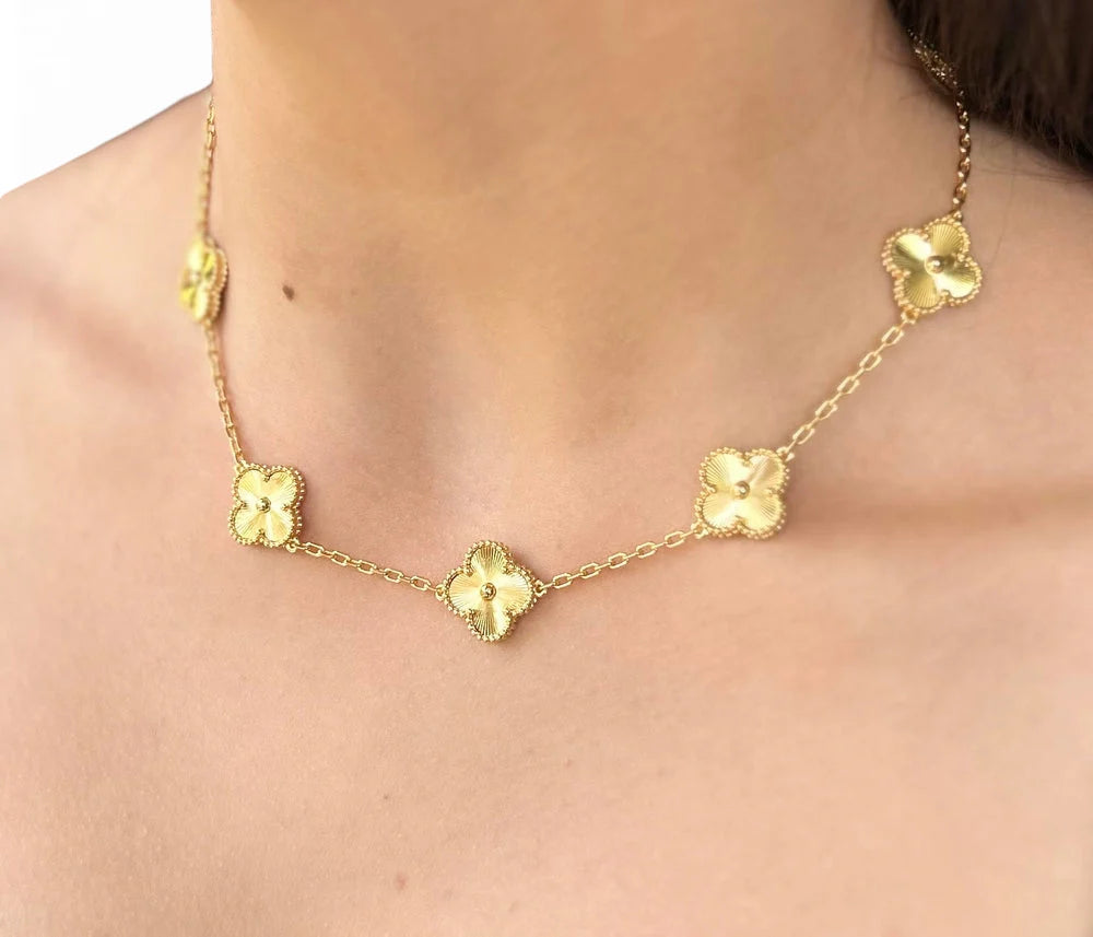 Collar Van Cleef Vintage 5 Trébol Bañado en Oro 18K