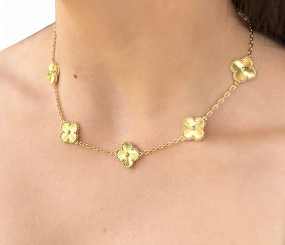 Collar Van Cleef Vintage 5 Trébol Bañado en Oro 18K