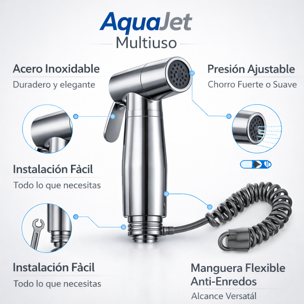 AquaJet Multiuso - Pulverizador de Higiene y Limpieza para Inodoro