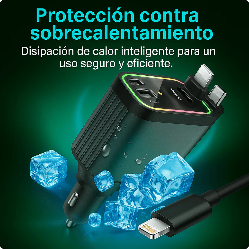 Starlight Pro™ – Cargador Retráctil de Carro 4 en 1 Con Proyector