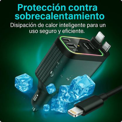 Starlight Pro™ – Cargador Retráctil de Carro 4 en 1 Con Proyector