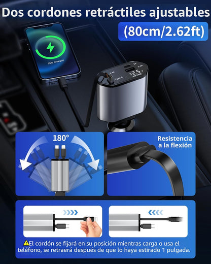 Cargador Retráctil de Carro 4 en 1- Starlight Pro™ –