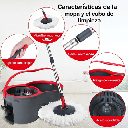 Trapeador 360 Aqua Clean Limpieza Total / incluye Dos Mopas