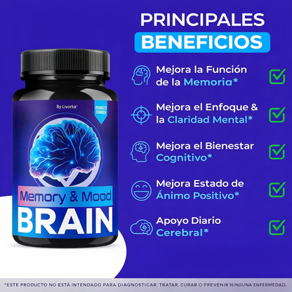Brain Memory – Suplemento Avanzado para Memoria, Enfoque y Claridad Mental