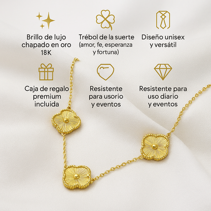 Collar Van Cleef Vintage 5 Trébol Bañado en Oro 18K