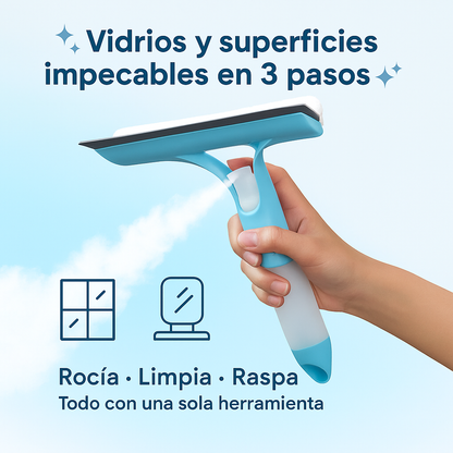 Limpia Vidrios Pro 3 en 1 - Limpieza rápida, sin manchas ni esfuerzo