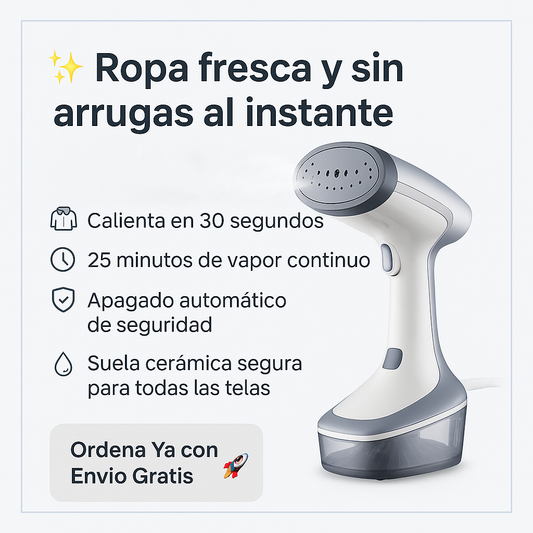 Plancha Portátil de Vapor- Elimina Las Arrugas Al Instante