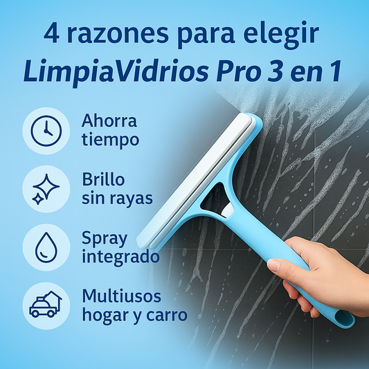 Limpia Vidrios Pro 3 en 1 - Limpieza rápida, sin manchas ni esfuerzo