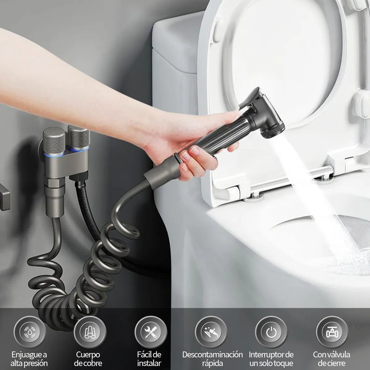 AquaJet Multiuso - Pulverizador de Higiene y Limpieza para Inodoro