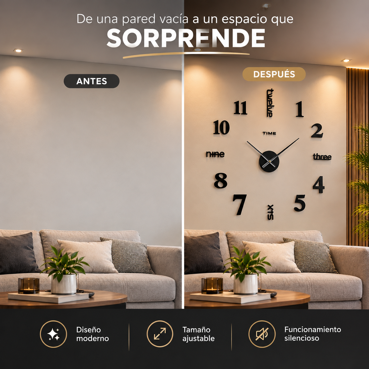 Reloj 3D Decorativo Premium