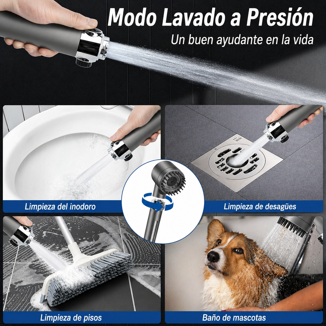 HydroSpa Premium – Cabezal Filtrador con Masaje Capilar